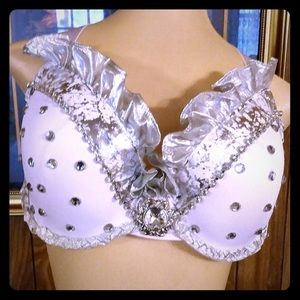 White Polka dot Rhinestone Bra